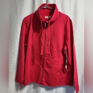 NEW-Escape Women's Zip Up Red Bomber Jacket, Size XL